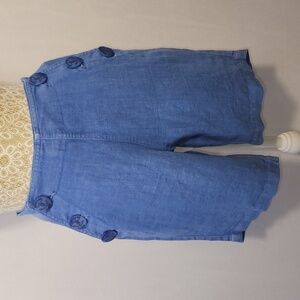 Escales Paris Women EU36/US6 100% Linen Sailor Button Front Back Pocket Shorts